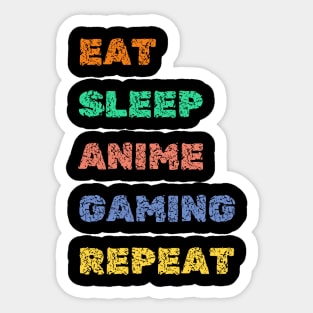 Eat Sleep Anime Gaming Repeat, Otaku Gamer Anime Sticker